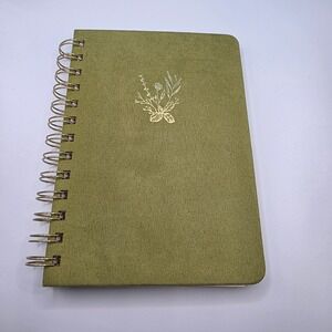 Threshold Green Spiral Notebook Floral Botanical Gold Foil Journal 96 Sheets
